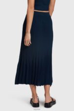 Esprit Pleated midi skirt Women Navy Skirts P0D0X390 - Image 3