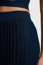 Esprit Pleated midi skirt Women Navy Skirts P0D0X390 - Image 4