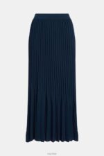 Esprit Pleated midi skirt Women Navy Skirts P0D0X390 - Image 6