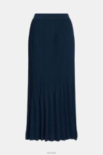 Esprit Pleated midi skirt Women Navy Skirts P0D0X390 - Image 7