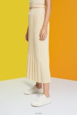 Esprit Pleated midi skirt Women Sand Skirts P0D0X483