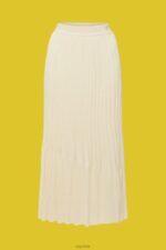 Esprit Pleated midi skirt Women Sand Skirts P0D0X483 - Image 5