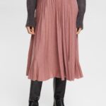 Esprit Pleated midi skirt Women Terracotta Skirts P0D0X433