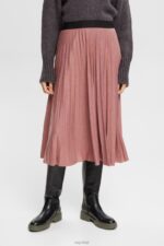 Esprit Pleated midi skirt Women Terracotta Skirts P0D0X433