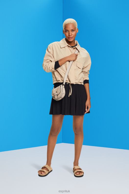 Esprit Pleated mini dress with long-sleeves & crewneck Women Black Dresses P0D0X127 - Image 2