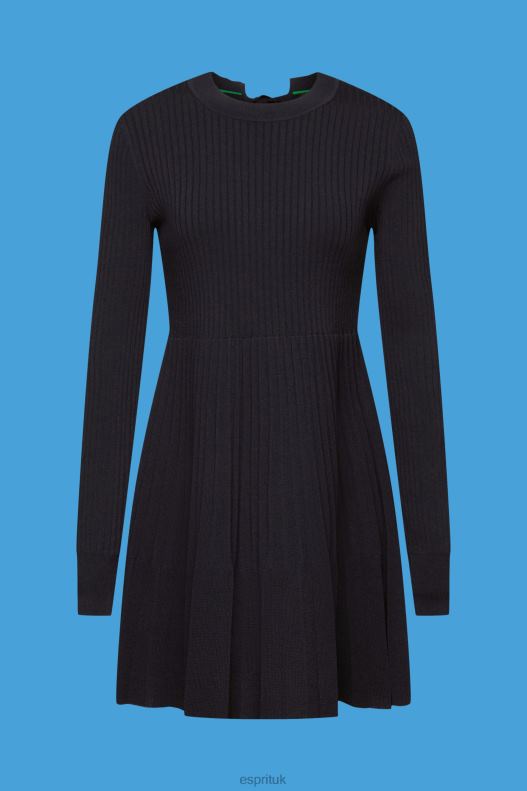 Esprit Pleated mini dress with long-sleeves & crewneck Women Black Dresses P0D0X127 - Image 5