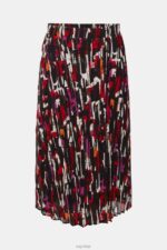 Esprit Pleated, patterned midi skirt Women Black Skirts P0D0X427 - Image 5