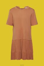 Esprit Pleated peplum dress Women Brown Dresses P0D0X488 - Image 5