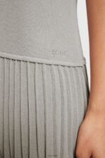 Esprit Pleated peplum dress Women Medium Grey Dresses P0D0X487 - Image 2