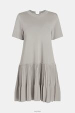 Esprit Pleated peplum dress Women Medium Grey Dresses P0D0X487 - Image 4