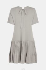Esprit Pleated peplum dress Women Medium Grey Dresses P0D0X487 - Image 5
