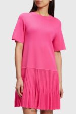Esprit Pleated peplum dress Women Pink Fuchsia Dresses P0D0X380