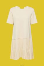 Esprit Pleated peplum dress Women Sand Dresses P0D0X489 - Image 5