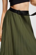 Esprit Pleated skirt with belt Women Dark Khaki Skirts P0D0X435 - Image 3