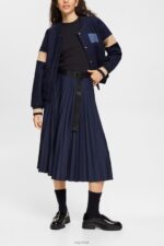 Esprit Pleated skirt with belt Women Navy Skirts P0D0X548 - Image 2