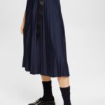 Esprit Pleated skirt with belt Women Navy Skirts P0D0X548