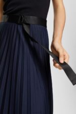 Esprit Pleated skirt with belt Women Navy Skirts P0D0X548 - Image 3