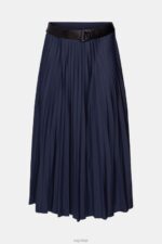 Esprit Pleated skirt with belt Women Navy Skirts P0D0X548 - Image 4