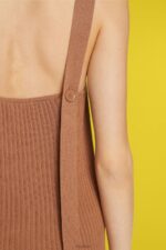 Esprit Pleated strap dress Women Brown Dresses P0D0X491 - Image 3