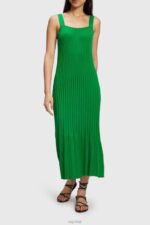 Esprit Pleated strap dress Women Green Dresses P0D0X387