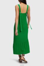 Esprit Pleated strap dress Women Green Dresses P0D0X387 - Image 3