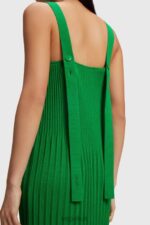 Esprit Pleated strap dress Women Green Dresses P0D0X387 - Image 5