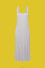 Esprit Pleated strap dress Women Medium Grey Dresses P0D0X490 - Image 5