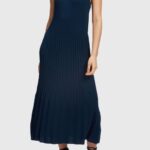 Esprit Pleated strap dress Women Navy Dresses P0D0X388