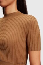 Esprit Pleated top Women Brown Sweaters P0D0X375 - Image 2