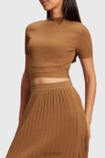 Esprit Pleated top Women Brown Sweaters P0D0X375