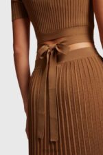 Esprit Pleated top Women Brown Sweaters P0D0X375 - Image 3