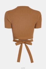 Esprit Pleated top Women Brown Sweaters P0D0X375 - Image 5
