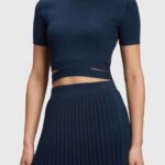 Esprit Pleated top Women Navy Sweaters P0D0X378