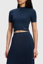 Esprit Pleated top Women Navy Sweaters P0D0X378