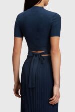 Esprit Pleated top Women Navy Sweaters P0D0X378 - Image 3