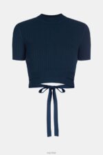 Esprit Pleated top Women Navy Sweaters P0D0X378 - Image 6