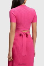 Esprit Pleated top Women Pink Fuchsia Sweaters P0D0X379 - Image 3