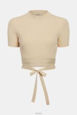 Esprit Pleated top Women Sand Sweaters P0D0X376 - Image 4