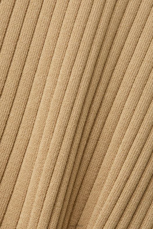 Esprit Pleated wrap dress with long-sleeves Women Khaki Beige Dresses P0D0X126 - Image 4