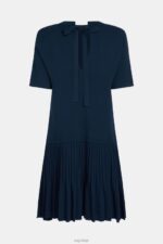 Esprit Pretty Pleats Frill Hem Dress Women Navy Dresses P0D0X470 - Image 5