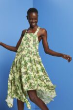Esprit Printed midi dress Women Yellow Dresses P0D0X237