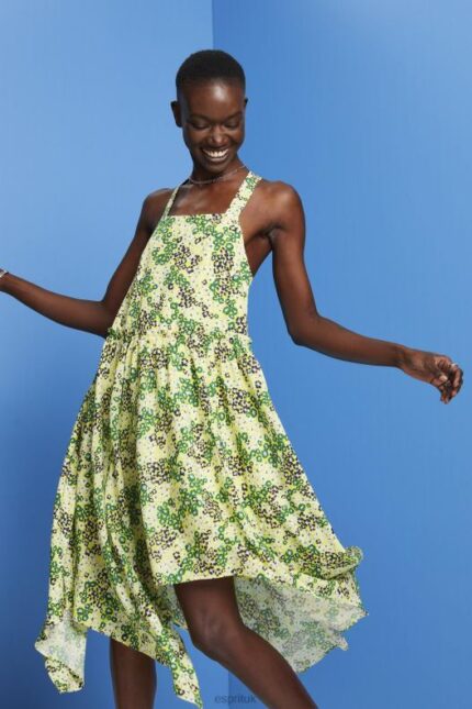 Esprit Printed midi dress Women Yellow Dresses P0D0X237