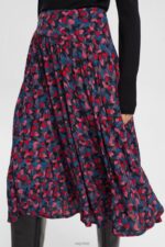Esprit Printed midi-skirt with gathers Women Pink Skirts P0D0X421 - Image 3