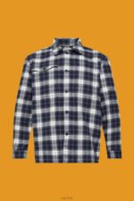 Esprit Pure cotton oversized shirt with checked pattern Men Petrol Blue Shirts P0D0X838 - Image 5