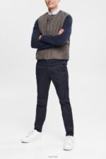 Esprit Quilted vest Men Dark Khaki Vest P0D0X842 - Image 2