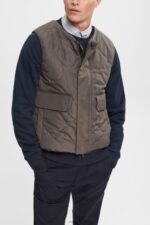 Esprit Quilted vest Men Dark Khaki Vest P0D0X842