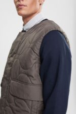 Esprit Quilted vest Men Dark Khaki Vest P0D0X842 - Image 3