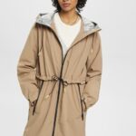 Esprit Rain coat with drawstring hood Women Camel Coats P0D0X306