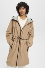 Esprit Rain coat with drawstring hood Women Camel Coats P0D0X306