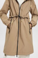 Esprit Rain coat with drawstring hood Women Camel Coats P0D0X306 - Image 3